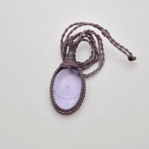 ABC-Anhänger klein, lila-grau gewebt. Einzigartiges handgefertigtes Exemplar.